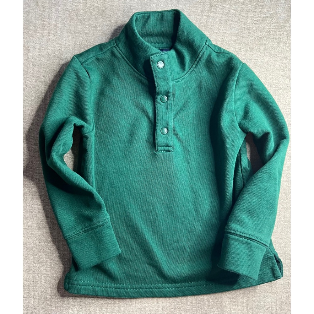Janie and Jack Boys Green Mock Neck Snap Pullover Sweatshirt Size 2T RN164971